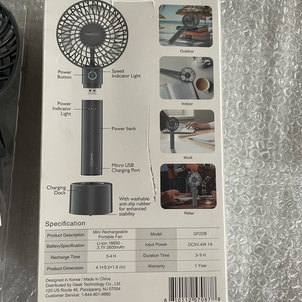Geek Aire Mini Rechargeable Portable Fan with Detachable Power Bank - Picture 4 of 6